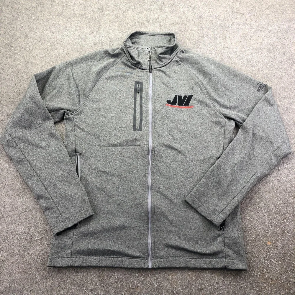 The North Face Jacket Mens Medium Gray Fleece Full Zip JVI Logo Outdoor